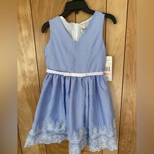 Rare Editions Girls Blue/White Spring sleeveless lined Dress NWT Sz 10